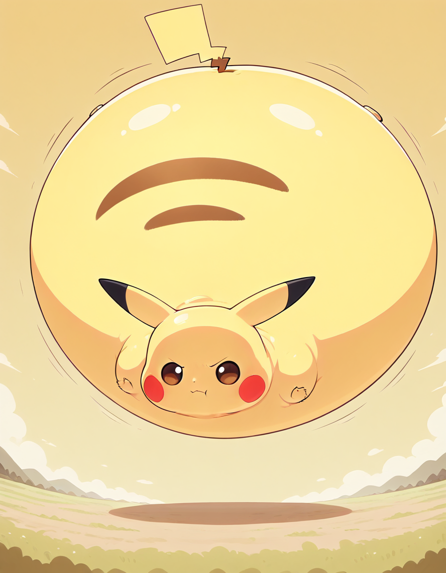 masterpiece, best quality, amazing quality, no humans, pikachu, :i, floating, top-down bottom-up, 