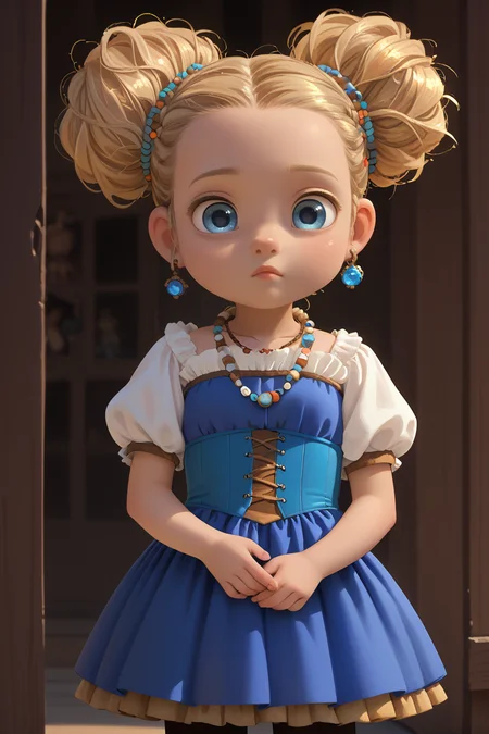 score_9,score_8_up,score_7_up,
<lora:Goldilocks:1>
1girl, pretty, cute, small body, small breasts, Goldilocks, blue eyes, blonde hair, hair bun, hair ornament, earrings, necklace, braid,
blue dress, corset, skirt, leggings,
<lora:1StS_age_slider_v1_initial_release:-4>
<lora:uohh_v3_tot:1>
