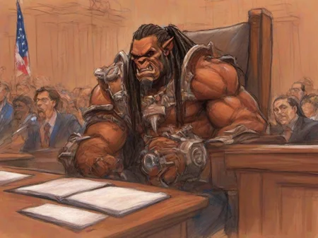 Masterpice,High Quality,
<lora:PE_CourtRoomSketch:0.8> PECourtRoomSketch,courtroom,
garrosh hellscream from warcraft