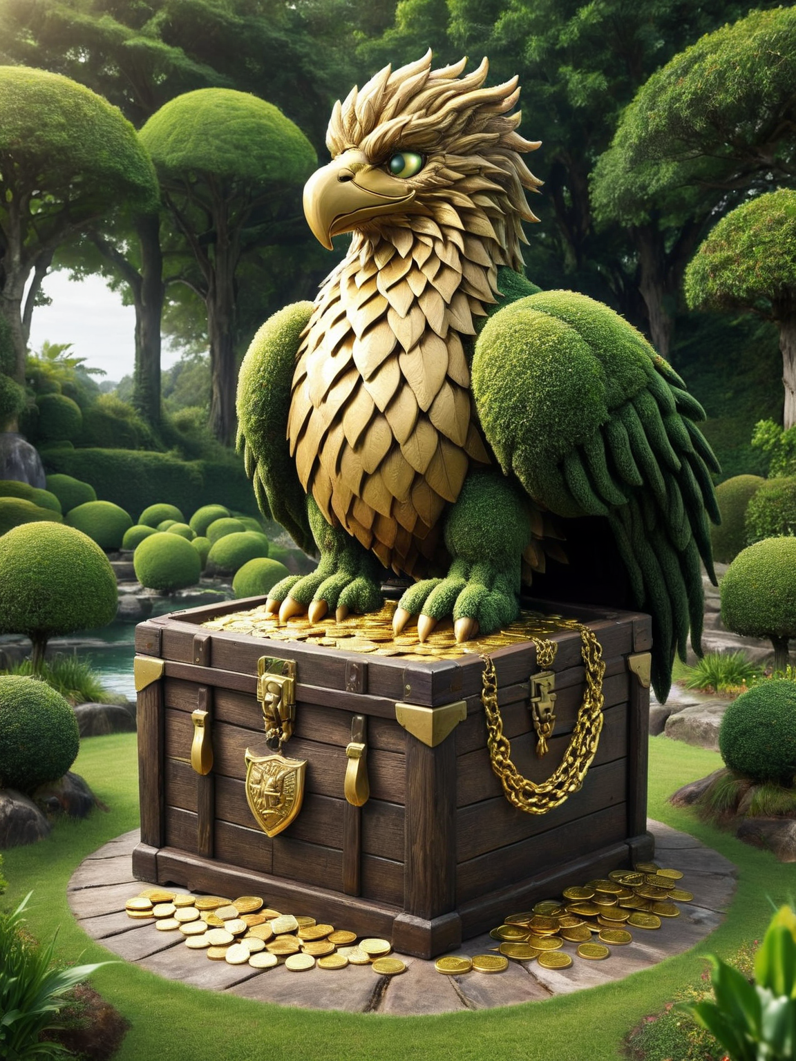 ais-hdgrw griffin, guarding a treasure chest overflowing with ais-hdgrw gold coins <lora:ais-hdgrw-sdxl:1>