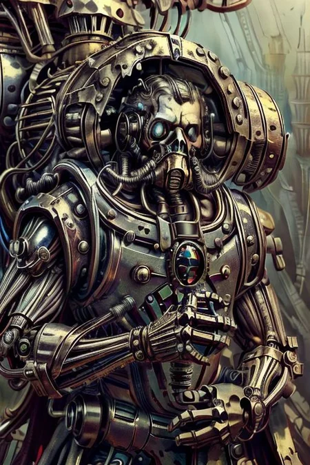 ((masterpiece,best quality)), absurdres, BREAK
mechanical arms, robes, hood, BREAK
((techpriest)), cyborg, mechanical face, mechanical limbs, gas mask, mechanical tentacles, (mechanical backpack), blue cloak, BREAK
1other, solo, holding skull, BREAK
(BoneyardAI),