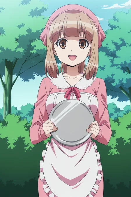 anime coloring, anime screencap, masterpiece, best quality, amazing quality,
outside, trees, bush, blue sky,
<lora:Yū_Naruse_WataMote_No_Matter_How_I_Look_At_It_Its_You_Guys_Fault_Im_Not_Popular:.9>
Yu cake shop outfit, Yu Naruse, 1girl, solo, brown eyes, tray, brown hair, apron, smile, open mouth, tree, :D looking at the viewer