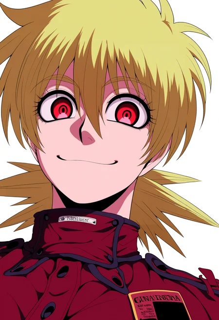 best quality, amazing quality, very aesthetic, absurdres,
BREAK
1girl, seras victoria, blonde hair, red eyes,
red uniform,
smile, looking at viewer, upper body, simple background, white background, <lora:SerasVictoriaNoobXL_byKonan:1>