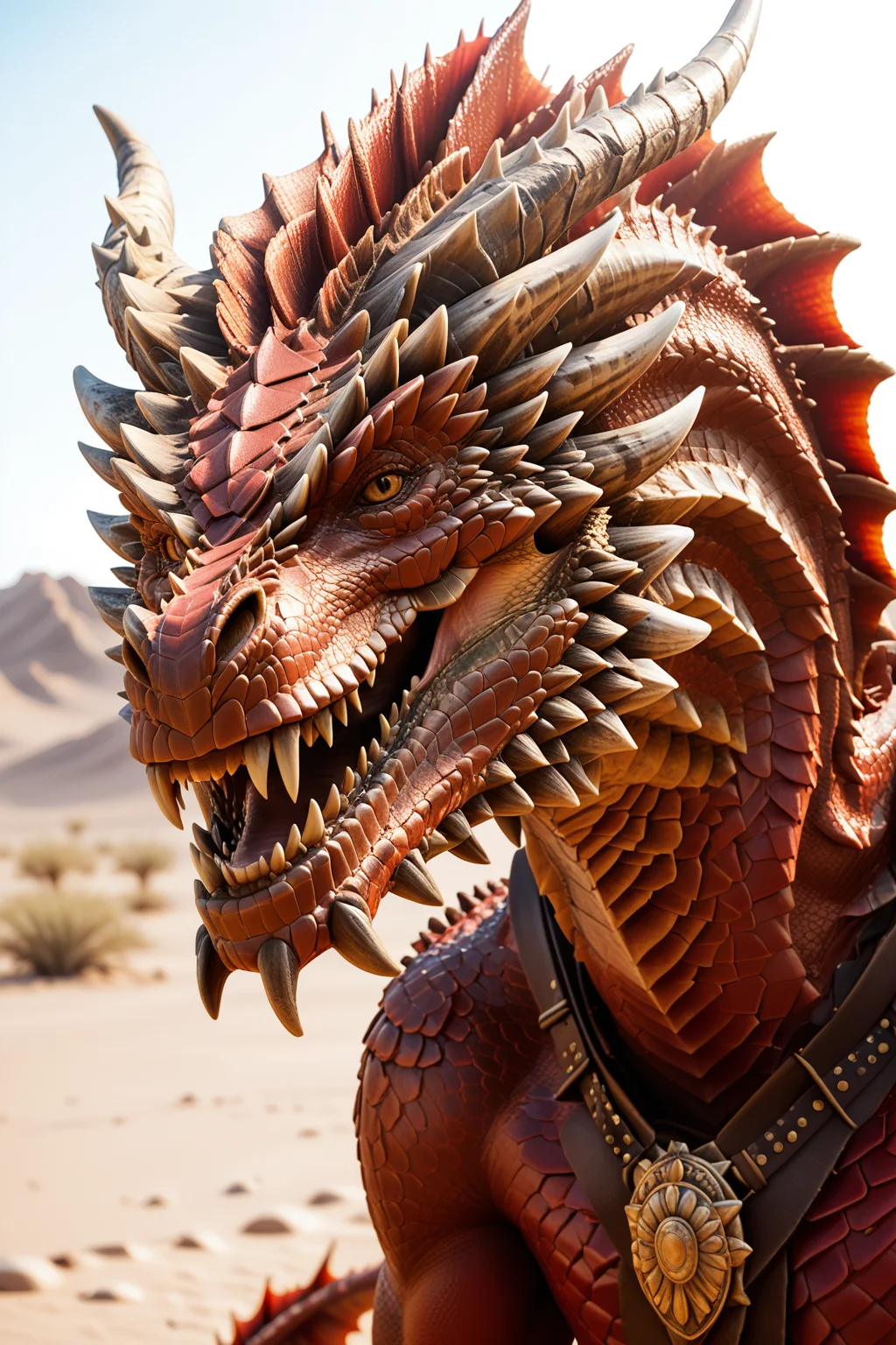 score_9, score_8_up, score_7_up, masterpiece, high quality, BREAK
<lora:DragonPonyLora:1> red dragon, teeth, monster, red scales, horns, claws, tail, smile, portrait, in a desert