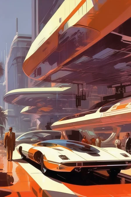 <lora:Syd Mead Style:1>Syd Mead Style - syd mead illustration styles, grand theft auto video game scene