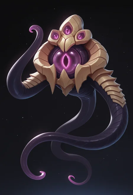 masterpiece, best quality, amazing quality, very aesthetic, absurdres,
velkozpdxl, monster, shy, no humans, <3, happy, waving, simple background, floating, tentacle monster, solo, space background, looking at viewer <lora:Velkoz_IL:1>