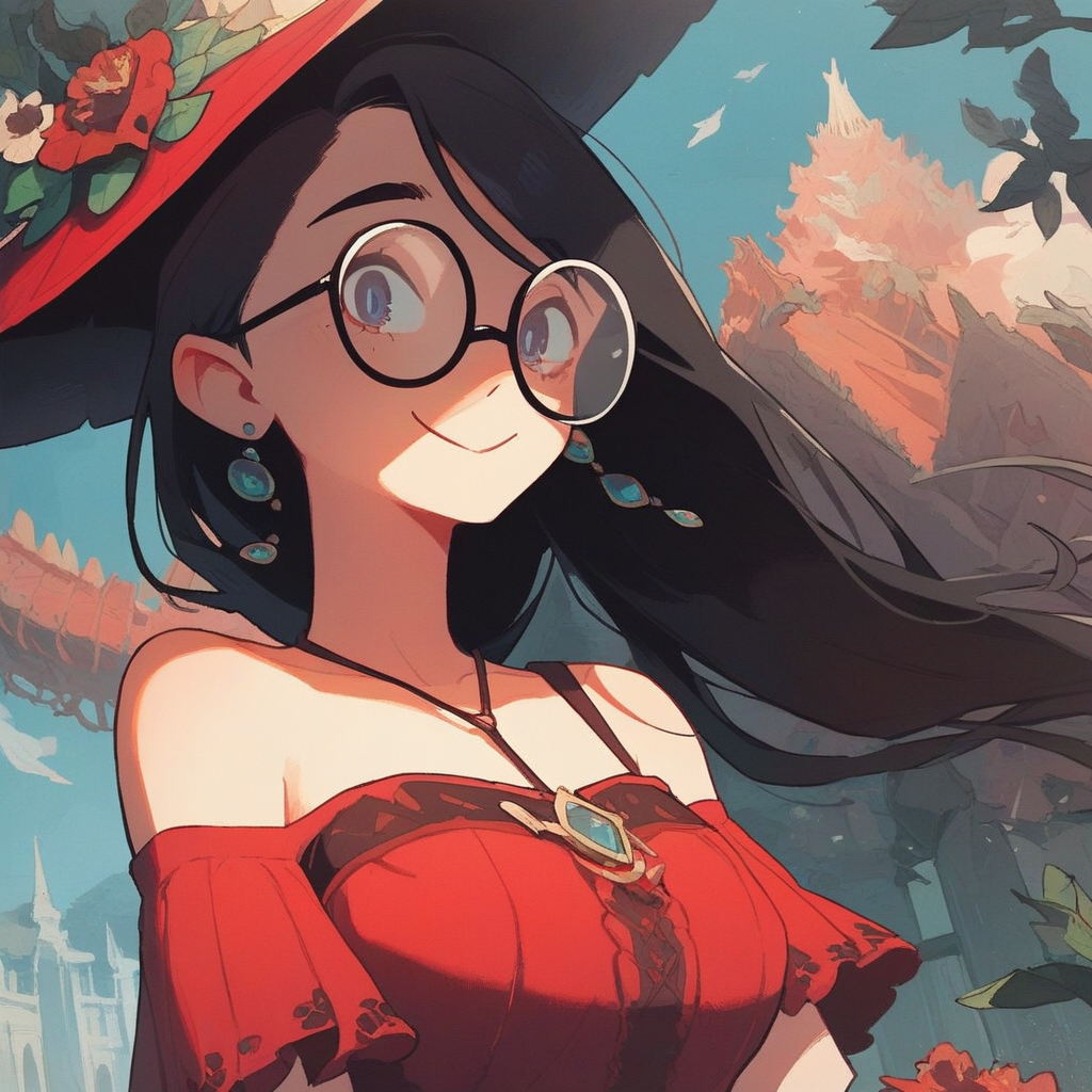 cute woman, long black hair, square glasses, smile, shoulderless red dress
score_8_up  <lora:last-000005:1>