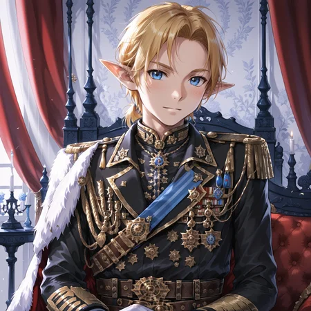 safe_pos, safe_pos, Score_9,score_8_up,score_7_up, Highly detailed, masterpiece, high quality, beautiful, high resolution, good details, 1boy, 1boy, sexy (cute petite boy), source_anime, skinny, aged down, petite, Boy, detailed background, gloves, 

YoungLink, blonde hair, pointy ears,  blue eyes,

, aiguillette, military, uniform, male focus, looking at viewer, white gloves, epaulettes