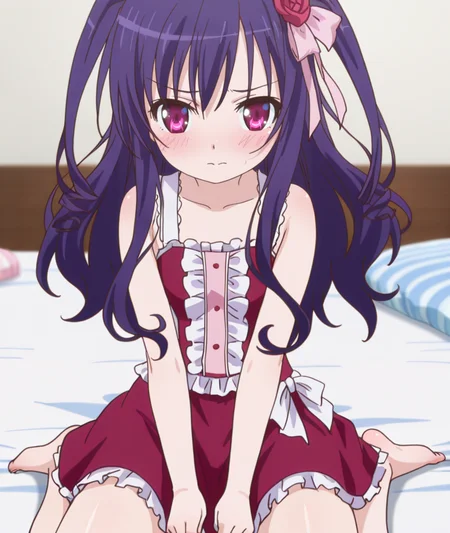 1girl,
BREAK solo,
BREAK closed mouth,looking_at_viewer,
BREAK cowboy_shot,
BREAK
on bed BREAK
BREAK
BREAK
BREAK
BREAK anime coloring,
BREAK shy,embarrassed,<lora:tenshi_no_3p!:1>,momijidani nozomi,wariza,