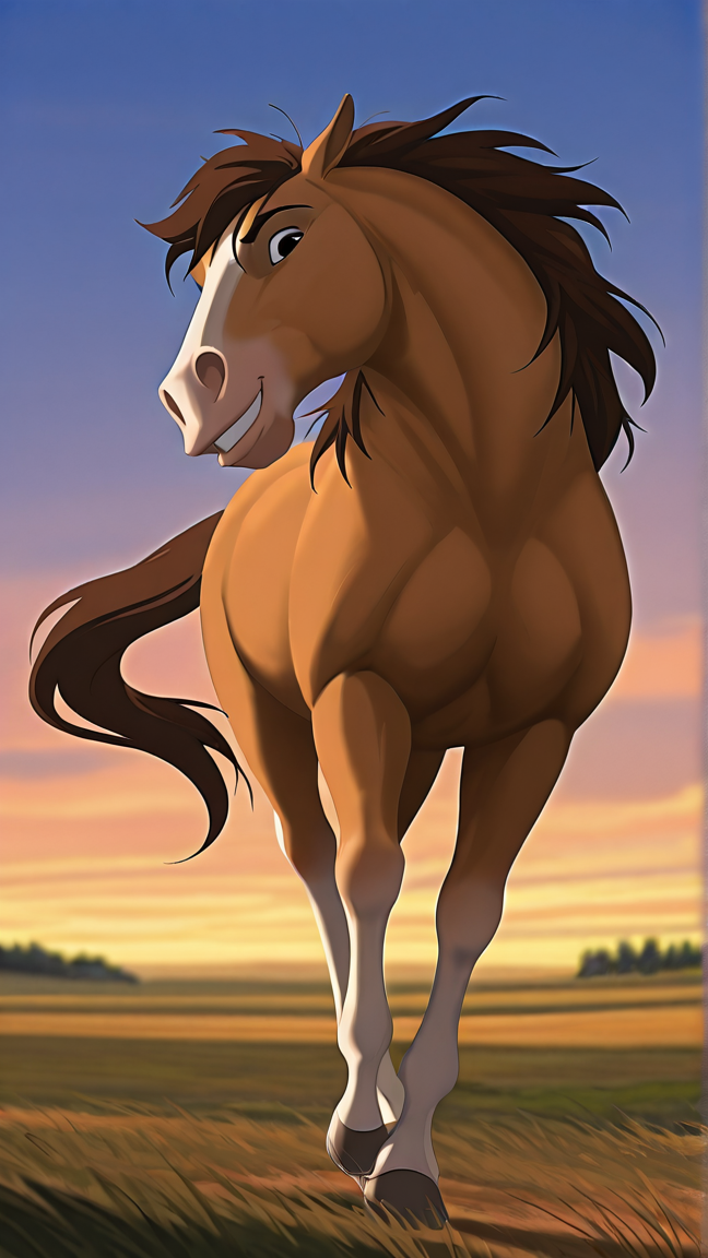 disney animation,
best quality, amazing quality, detailed, absurdres, photorealistic background, no lineart, very aesthetic, dynamic lighting, detailed face, detailed fur, detailed background,
male, smile, outside, feral, solo, standing, horse, full body, facing viewer, majestic, 1man, prince, riding horse,
<lora:Disney_Animation_v5-V7:1>âââ
