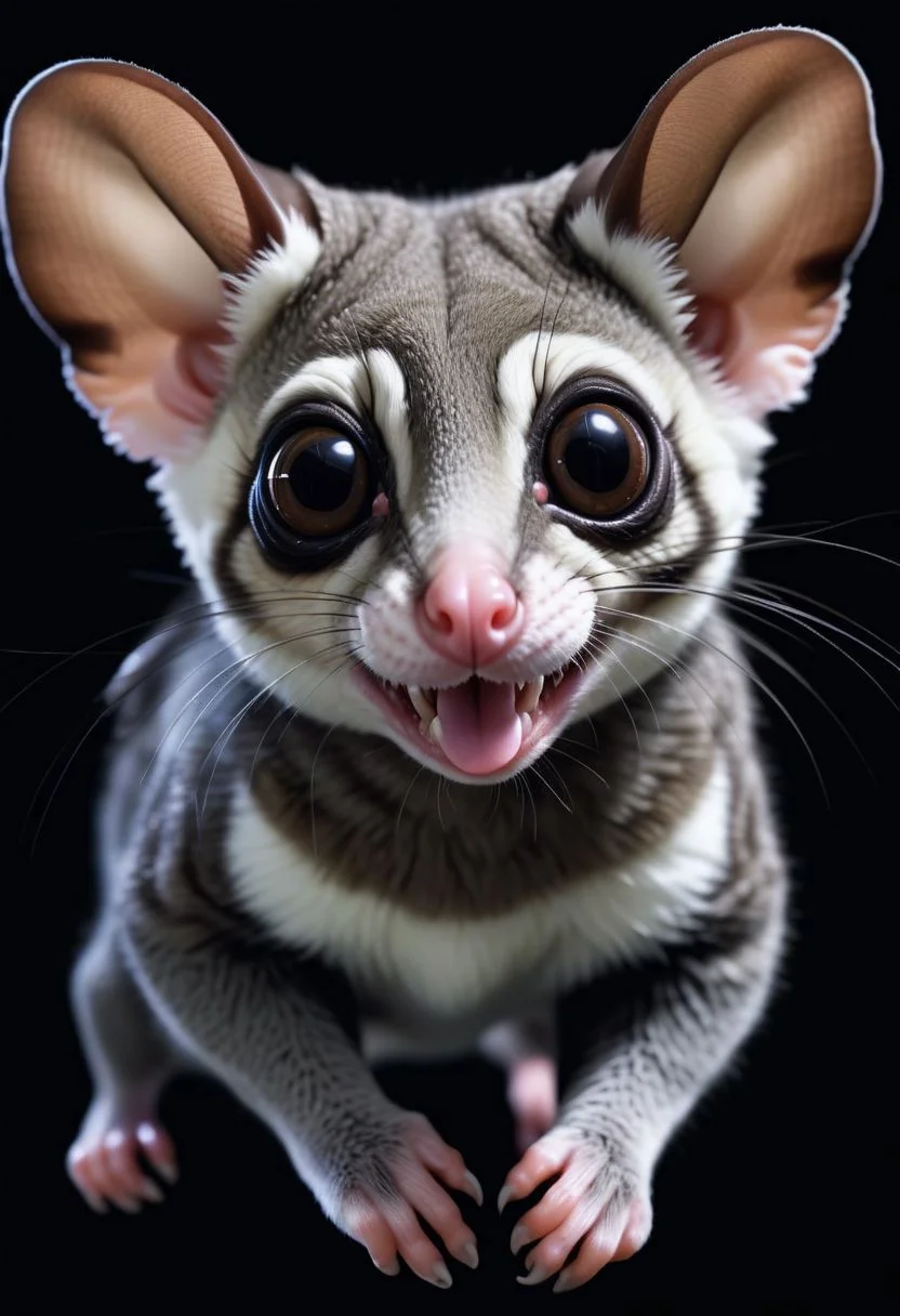 masterpiece,ASCII,8k.absurdes,intricate,maximum resolution, hyper detailed,
portrait of a sugar glider,full body,in flight.