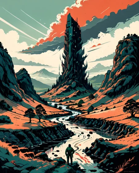 landscape, A science fiction propaganda poster shows the irish countryside