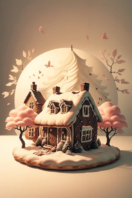 <lora:Calligraphy-ink-style-darquelilly-v1:1> calligraphyinkstyle, fairy tale, a house made of gingerbread and pastries, everything is covered with powdered sugar snow, house made out of pastry, pink background <lora:ral-pastry-sd15:1>