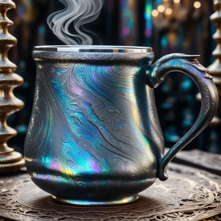 Iridescent Damascus, coffee mug