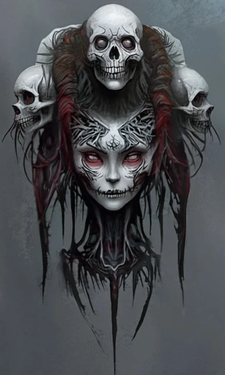 skull girl, multi head, monsterdesign <lora:Monsterdesign_v1:1>