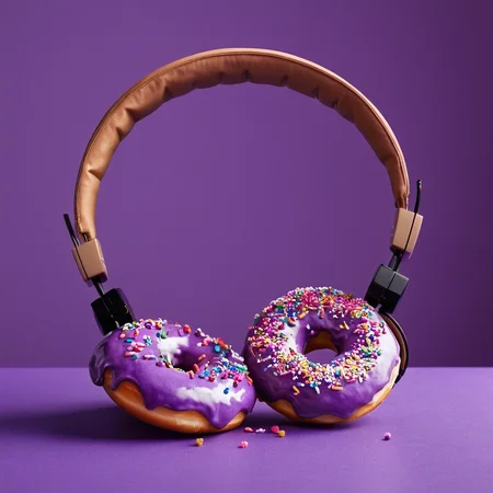 cinematic film still of <lora:Fine art photography style:1>
Juxtaposition of a pair of doughnuts headphones,simple background,food,no humans,purple background,doughnut,food focus,still life Juxtaposition,artistic,photography,dramatic light,dramatic shadow light,contrast,saturated color,cinematic,filmic,photographic,realistic,realism,perfection,perfect,Juxtaposed,opposite,different things,side by side,syncretism,antithesis,Juxtaposition style,still life , creative, photorealism, hyperrealism, Fine art photography style, Fine art cinematic photography style, shallow depth of field, vignette, highly detailed, high budget, bokeh, cinemascope, moody, epic, gorgeous, film grain, grainy
