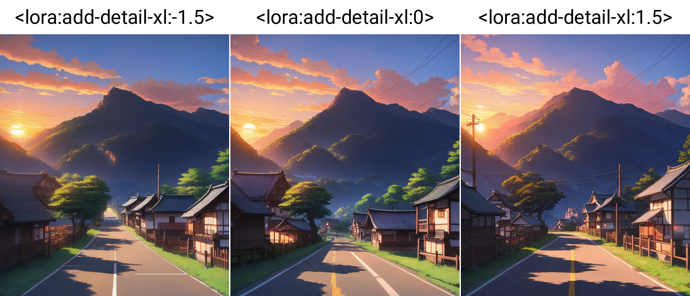 anime, road, mountains, sunset, village, <lora:add-detail-xl:-1.5>