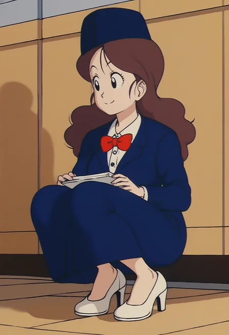 score_9, score_8_up, score_7_up, score_6_up, score_5_up, score_4_up, source_anime, BREAK
<lora:DBExtraGirl03FFA:1>, DBExtraGirl03FFA, brown hair, long hair, black eyes, breasts,
attendant hat, blue jacket, white collared shirt, red bowtie, skirt, suit,
squatting, legs together, looking away, smile, closed mouth, long skirt, on floor, white shoes,
BREAK indoors,
