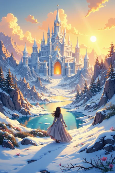 ice palace beautiful anime landscape, golden hour, woman, very intricate, very detailed, sharp, bright, colorful, <lora:Hand v2:0.5> <lora:Anti-Blur:1><lora:Insane Detail Slider:0.25> <lora:flux.1_lora_flyway_Epic-detail_v2:0.3> <lora:fluxenhancer:0.25> <lora:ROWER:0.6> <lora:flux-charmer-v1-1:0.4> <lora:classic-cartoon:1> cl4ss1cc4rt00n