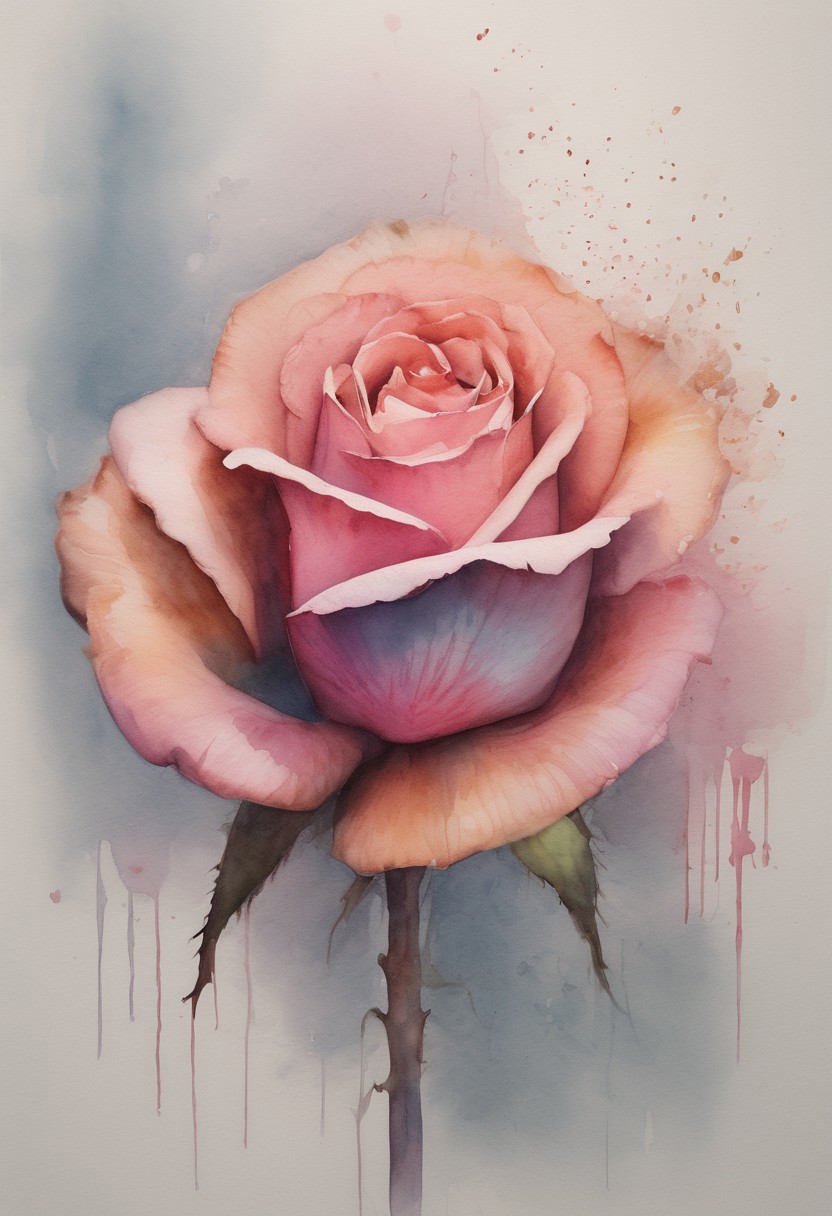 Watercolor, rose, color neon