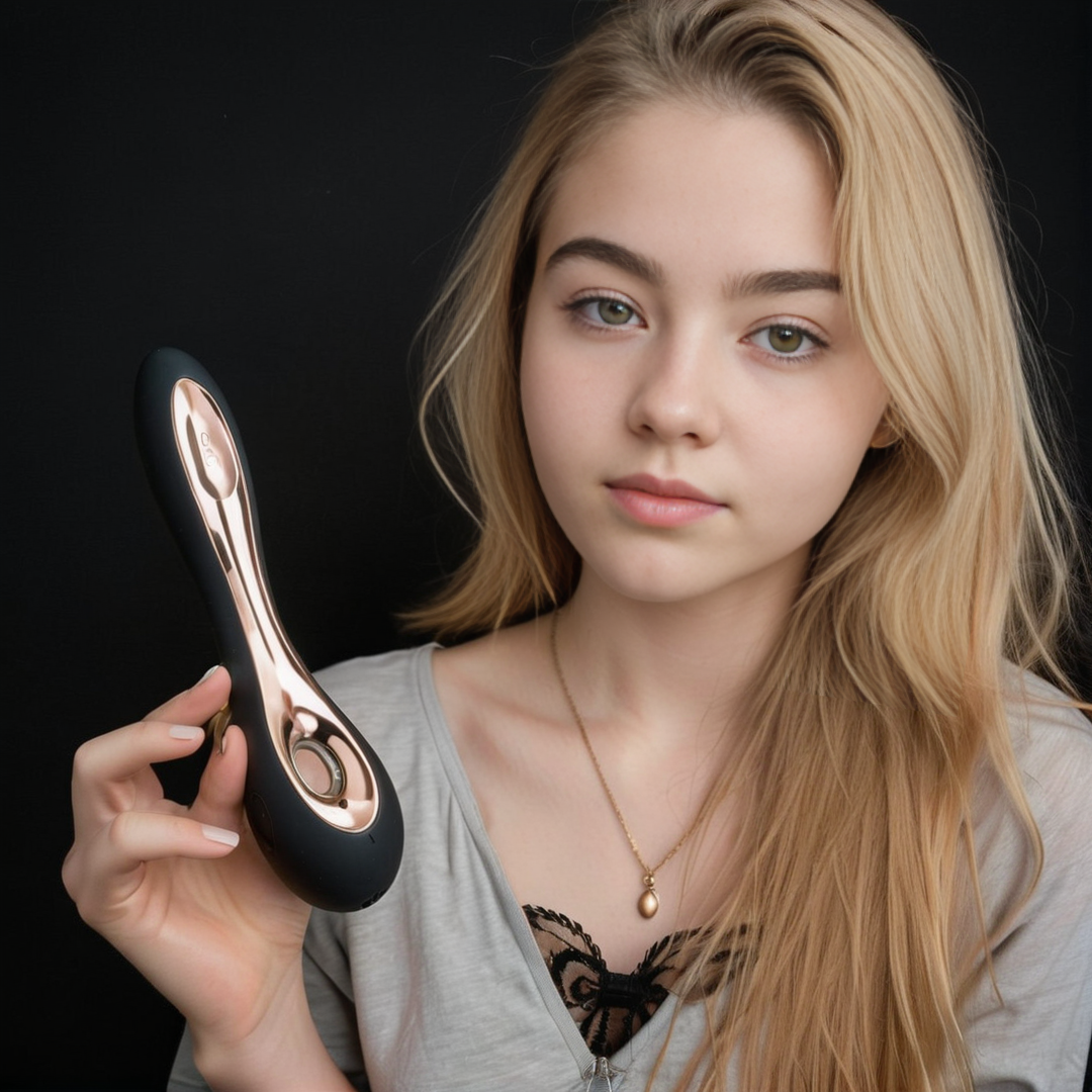 ((neutral black background)),photograph of a 20 year old woman holding a black lelosorayavib vibrator,  <lora:LeloSoraya2-Vib-sdxl-6-000005:0.9>
