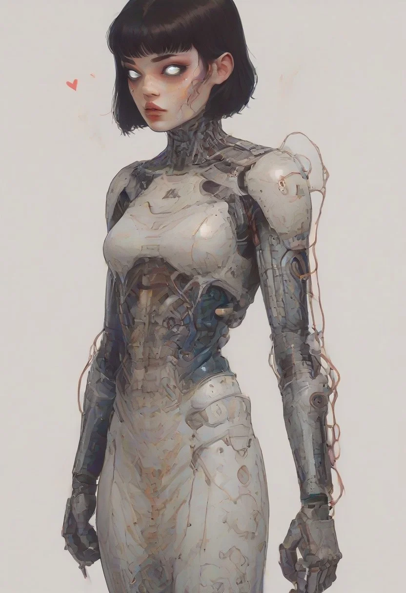 score_9,score_8_up,score_7_up,score_6_up,score_5_up,score_4_up, full body, tomie kawakami, standing in lost city, solo,female focus,looking at the spectator,(Heart-shaped face, dark blue eyes, plump lips, short bob-cut dark brown hair, 5'6", 125 lbs, medium breasts, narrow waist, slender figure, a star tattoo on the ankle, pale skin, angular jawline, and slightly upturned nose.:1.3),(A gold lace bra paired with a black puffy mini skirt, and finished with bold gold high heels on a platform, featuring exquisite lace designs and a skirt made of rich velvet fabric, providing a luxurious and captivating look.:1.3),(plain contrasting background:1.3),(full-length:1.5),hands,Perfect hand,Perfect feet,Perfect eyes,cyb0rg,science fiction,cable,mechanical parts, stunted dark city background , horror, scary city,<lora:feet v3:1>,<lora:hand 4:1>,<lora:PerfectEyesXL:1>,zPDXL2,zPDXLpg,<lora:cyb0rgXLP:0.8>,<lora:add-detail-xl:1>,<lora:DP-Pony:1>,p33rs,<lora:incase-ilff-v3-4:0.2>,