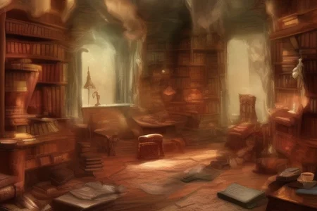 a fantasy bedroom that is also the owner's personal library with books everywhere
FanStu