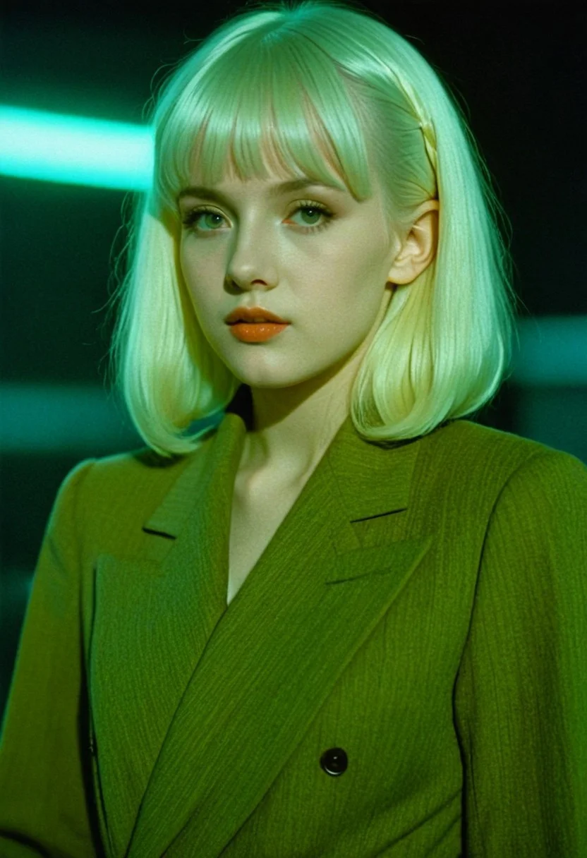 (charturnerv2), luna_valentine, screen grab from "Blade Runner", zy_AmateurStyle_v2. Photo of Luna_Valentine in the style of uwu ethots, (lilyrae), (luna celeste valentine dressed as a detective), slim thick, investigating. very pretty, uwu, synthetic, white hair tied into a bun and short blunt bangs, high detailed, genre fusion, forced perspective, realistic natural skin, albino female, sci-fi cinema. in the year 1974, pitch black night, curvy, medium shot, off center, film grain, chromatic aberration, VHS, CRT, royalty, pointed ears, artificial, backlit, overly dark scene, set in a dystopian future, ((staring in the 1982 movie "blade runner 2049")), Replicant, filmic, low quality screenplay, overscan, scanlines, holograms, kodak snapshot, timelapse, color graded, dual contrasting colors, interior, covered in shadows, side profile, character sheet, SWF, wearing a detectives outfit