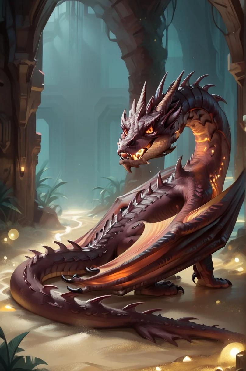 realistic, porn, BREAK, <lora:Smaug_Lord_of_the_Rings-000005:1> smaug, feral dragon, (look back:1.3), cave, zPDXL2, zPDXLxxx, zPDXLrl, <lora:Pony_QualityV4.0:1.12>