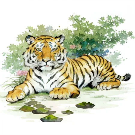 tiger,hill,highly detailed RAW photo, photorealistic, photo real, ultra high res, detailed shadow, best quality,(front lighting), <lora:shuicai_v1:1>