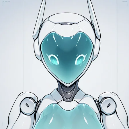 medium breasts, no mouth, translucent body, from above, eyes, robot