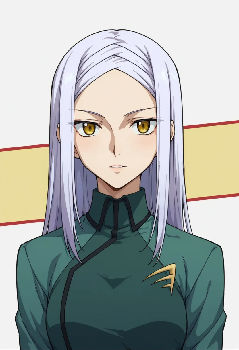 score_9,score_8_up,score_7_up,score_6_up,score_5_up,score_4_up,anime coloring BREAK source_anime,anime,<lora:Soma_Peries_Gundam_00_Pony:0.8>,somas2,1girl,solo,yellow eyes,white hair,long hair,braided bangs,s2uniform,multicolored background,looking at viewer,portrait,upper body,looking at viewer,