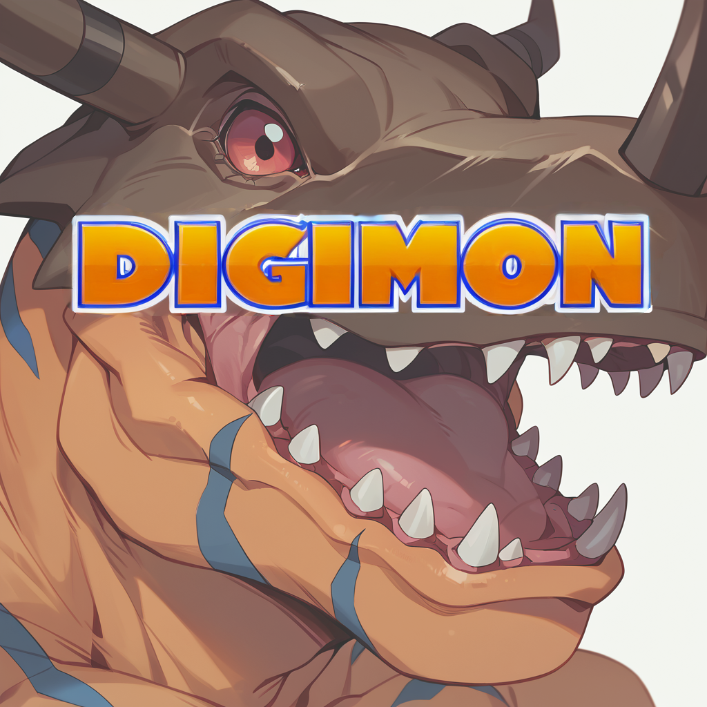 "DIGIMON" text logo:1.8, blue outline, orange font, gradient to yellow, bold, white outline, no background, <lora:Harrlogos_v2.0:1> text logo, font only