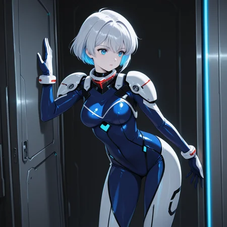 1girl, pale skin
Futuristic Space Pilot Suit â Sleek white and blue bodysuit with glowing accents. (Pose: leaning against spaceship door; over-the-shoulder; Setting: starship hangar.)
<lora:DarkfireWeeb4:1>