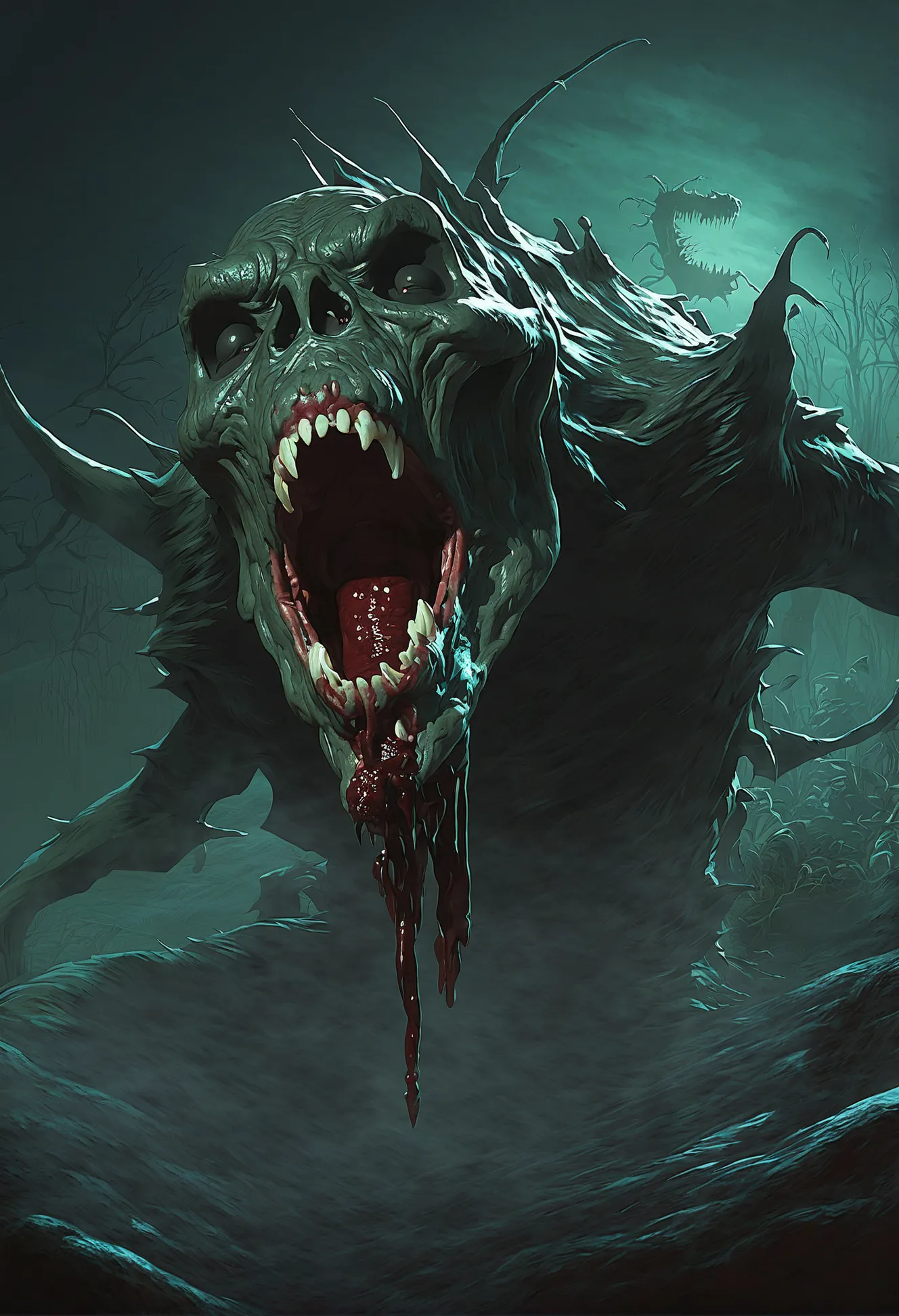 pulp horror, scary, coffin,gaping maw<lora:EnvyPulpHorrorXL01:1:1:lbw=ALL>