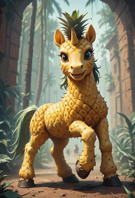 score_9, score_8_up, score_7_up,
Immensely powerful unicorn, super strong horse with a horn, unicorn, action pose, detailed background,
WORLD MORPH PINEAPPLE, PINEAPPLE SLICE