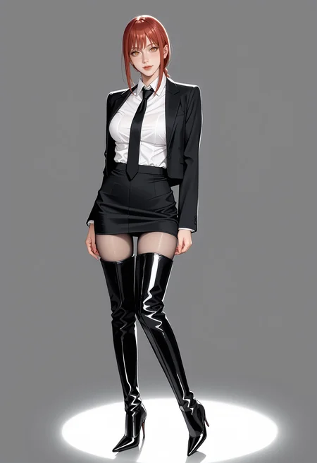 score_9,score_8_up,score_7_up,1girl,solo,makima \(chainsaw man\),white collared shirt,necktie,black pencil skirt,pantyhose,pantyhose under boots,looking at viewer,<lora:IzayoiLycoXL:0.8>,<lora:OBLK-000001:0.85:lbw=CLOTHE>,oblk,(thigh boots:1.2),stiletto heels,high heel boots,black footwear,shiny footwear,pointy footwear,
BREAK
nightclub,dark atmosphere,mysterious,seductive,glamorous,soft lighting,high contrast,intricate design,sharp focus,minimalistic background,
