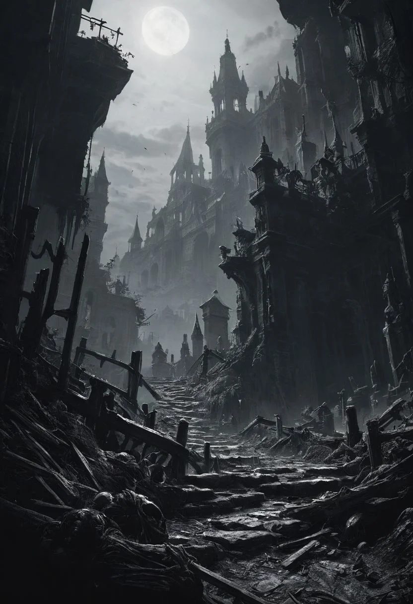 score_9, score_8_up, score_7_up, BREAK
grimdark setting, valley, cliffside, bones, realistic, best quality, horror, ral-chrosc-bw, Bloodborne, Style-Volumetric, CS-RBW