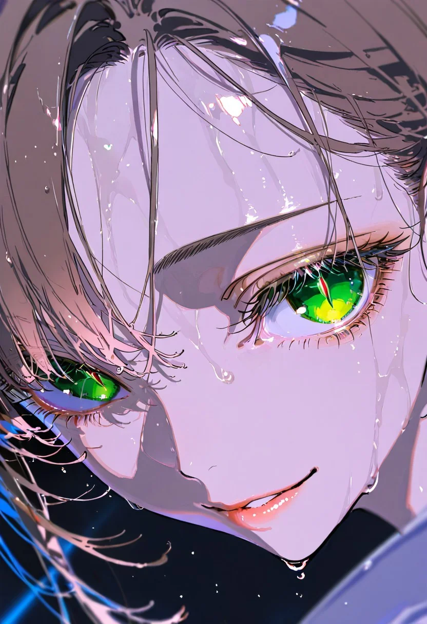 masterpiece, best quality, good quality, newest, highres, absurdres, uncensored,
BREAK
detail background, very awa, absolutely eye-catching, (beautiful face),
BREAK
amazing quality, best quality, ultra-detailed, 8K, illustration, CG, ultra-detailed-eyes, cute girl, eyelashes
BREAK
(sexy, slutty, hot, aroused) (only girl, solo foucus)
BREAK
parted lips, puffy lips, smile, seductive expression, wet hair, wet, from above, blurry foreground,
BREAK
perfect composition, solo, 1girl, extreme eye close up, eye focus, eye reflection, wide eyed, eyelashes, blank stare, (looking at viewer), eye focus, light smile
BREAK
professional lighting, , Photorealistic, source_real, 8k, night, blurry background, sharp focus, (extreme close:2.0), green eyes, glowing eyes, slit pupils, brown hair, perfect nose, slicked back, smooth hair, parted hair, shiny,
(by yoneyama mai, rolua, roitz \( roitz \):1.25), colored lines, (ONE EYE FOCUS)