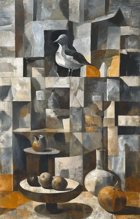 masterpiece,best quality,<lora:tbh215-sdxl:0.9>,illustration,style of Georges Braque portrait of family