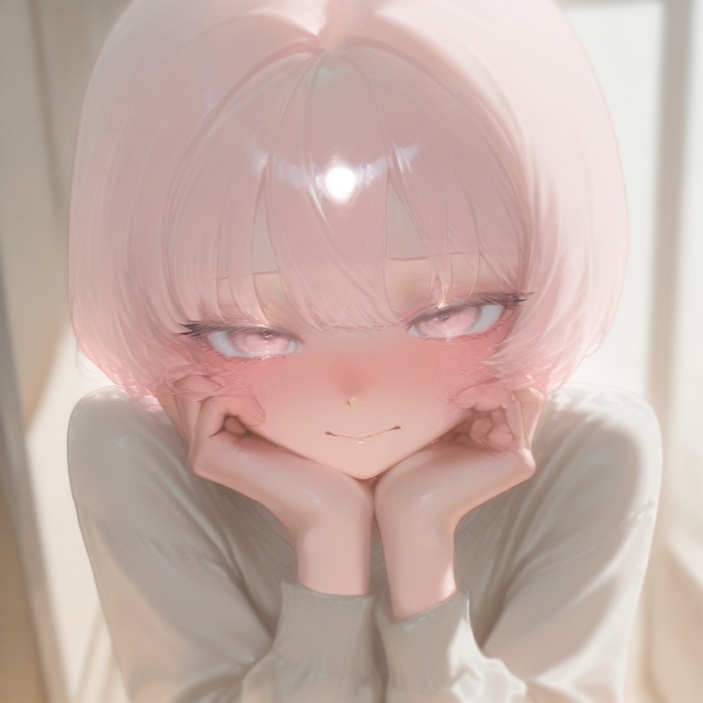 1girl, bob cut, solo, blush