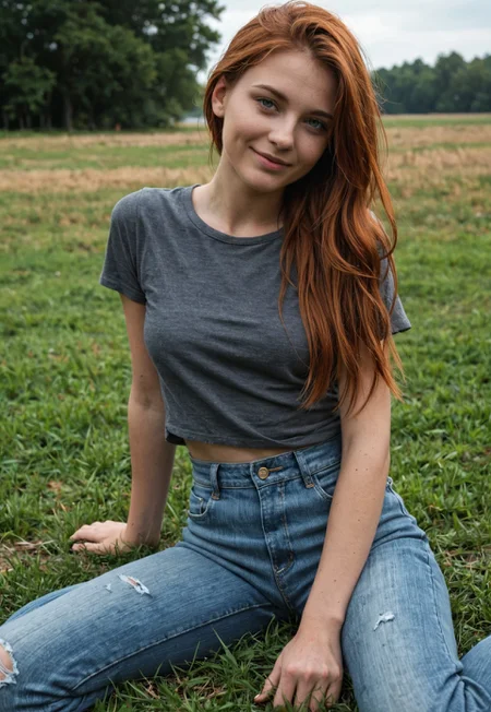 score_9, score_8_up, score_7_up, realistic, photorealistic, highly detailed, depth of field, high resolution, sad face, crying ,sitting in the grass, jeans and grey t-shirt
1girl, 19yo, Russian girl, stunningly beautiful , slim figure, short messy auburn hair, perfect facial features, large expressive eyes, smiling,closeup