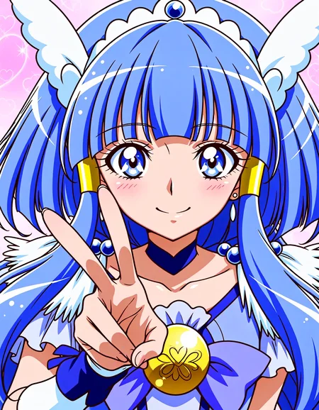 <lora:dmd2_sdxl_4step:1>,official style,masterpiece,best quality,newest,very aesthetic,highly detailed,high resolution,absurdres,highres,depth of field,super detailed skin,very awa,Anime,anime coloring,anime screencap,<lora:cure_beauty_V2:1>,cure beauty,smile,abstract_background,one eye closed,v,