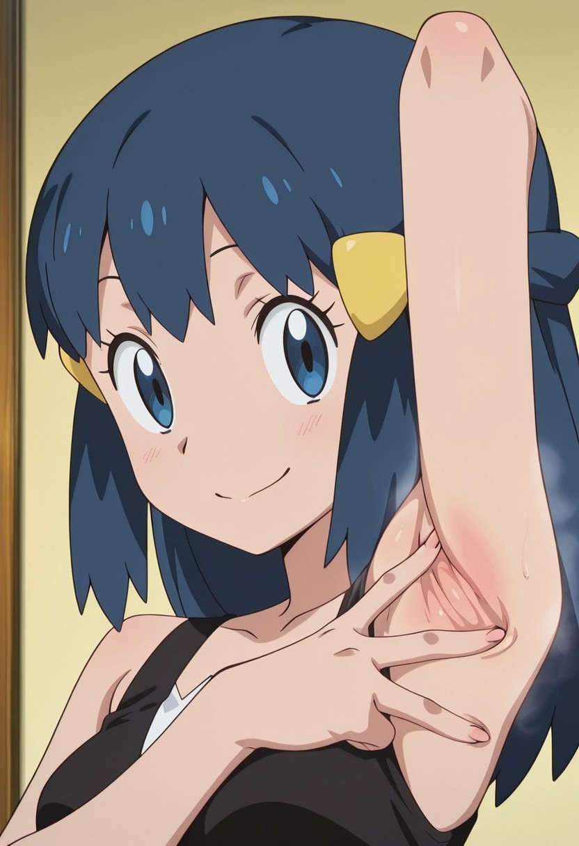 Spread_Armpit,dawn(pokemon),,masterpiece,amazing quality,best quality,anime screencap