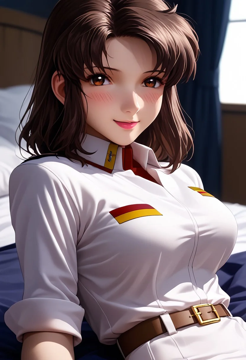 score_9,score_8_up,score_7_up,source_anime,
1girl, solo, murrue ramius, murrue,
brown hair
white uniform, white skirt, pantyhose, belt,
breasts, large breasts,
looking at viewer, smile, blush,
nebakku, lying, 1girl, sex, 1boy, sex,
indoors, bedroom, dorm, bed, dark background, bokeh, volumetric,