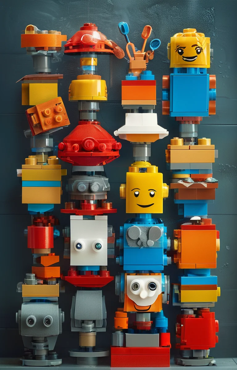 masterpiece,best quality,<lora:tbh246-sdxl:0.9>,illustration,style of lego, portrait of Housework robots