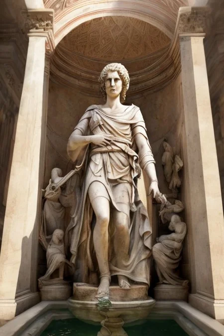 (masterpiece:1.2), (best quality,:1.2), 8k, HDR, ultra detailed, ((photorealistic)), professional light, cinematic lighting, fashion photography, ambient lighting, face lighting, , Fantasy picture, OverallDetail, large ancient roman with a fountain and one statue in the center, RomInt, epiCPhoto,
<lora:RomanInterior:1>