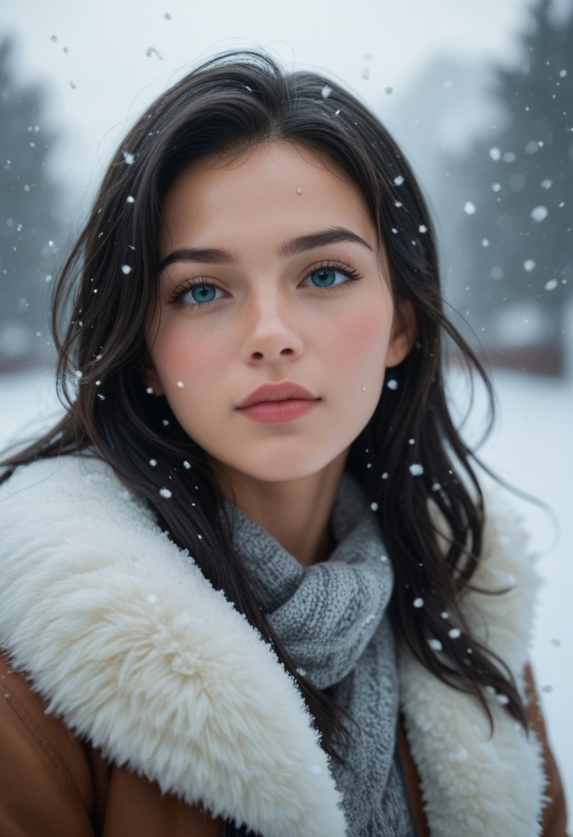 score_9, score_8_up, score_7_up, cinematic film still, beautiful woman, no make up, winter outfit, blush, black hair, head tilt, hair blowing in the wind, arctic circle snow drift, snowing, snowflakes, cold, chill bumps, approaching perfection, dynamic, highly detailed, smooth, sharp focus, intricate details, shallow depth of field, vignette, high budget, bokeh, cinemascope, moody, epic, gorgeous, film grain, grainy