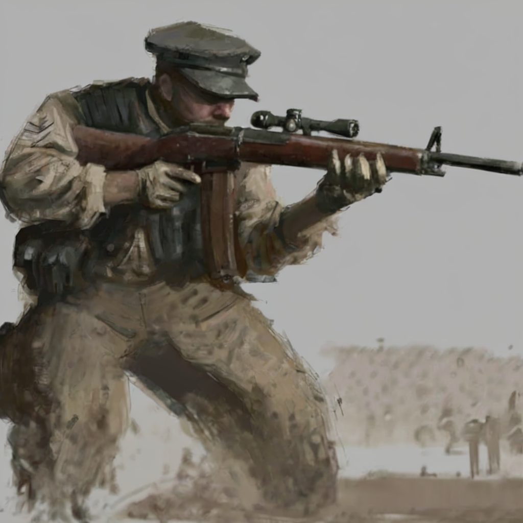 artmix06 soldier with a rifle ,  cinematic, very detailed<lora:artmix06:1>