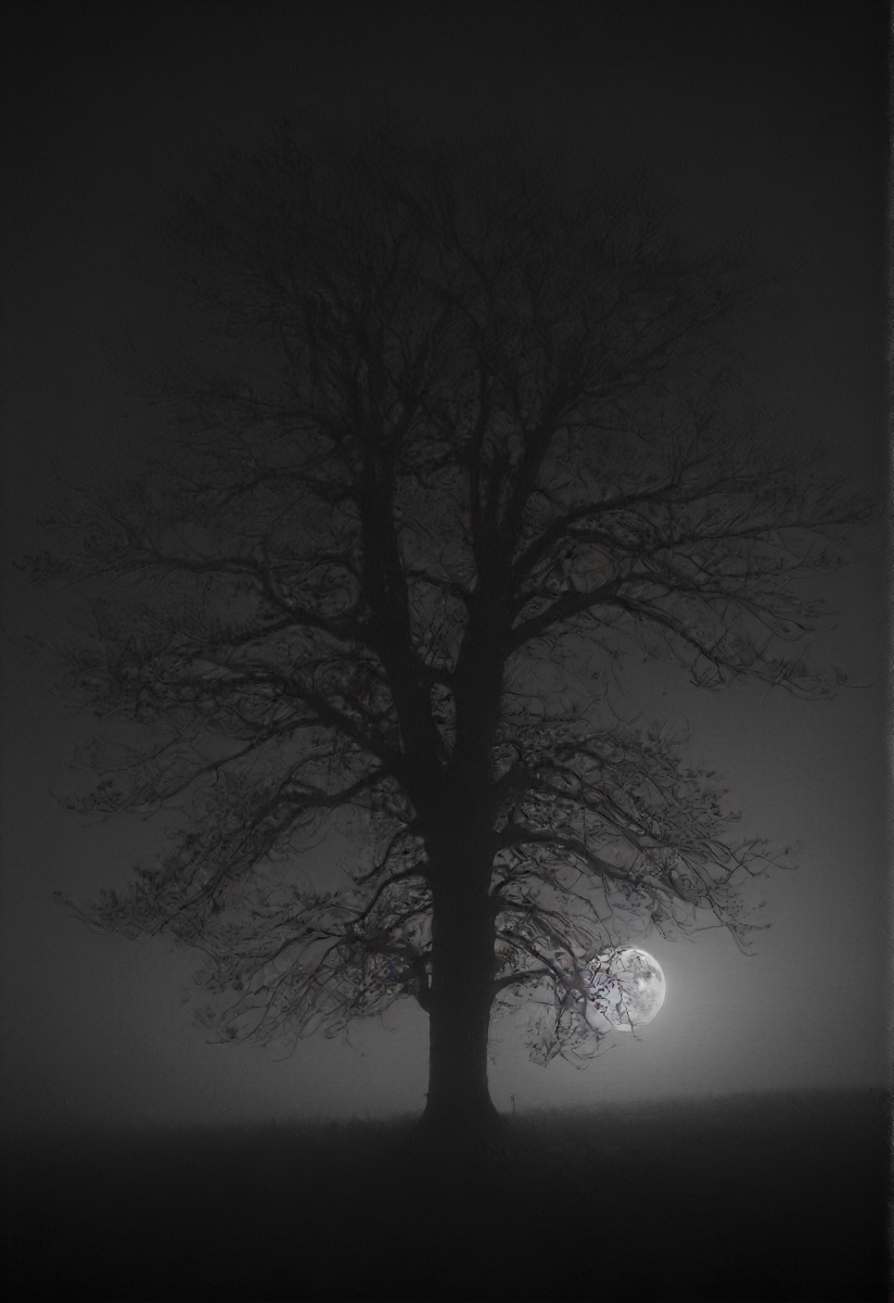 what a dark night to be a foggy tree under the moonlight,  <lora:- SDXL - vant_blk_contrast_V2.0:0.8>